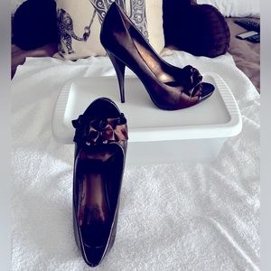 🔥CARLOS SANTANA Brown open toe 4in 8.5size Stiletto high heel EUC